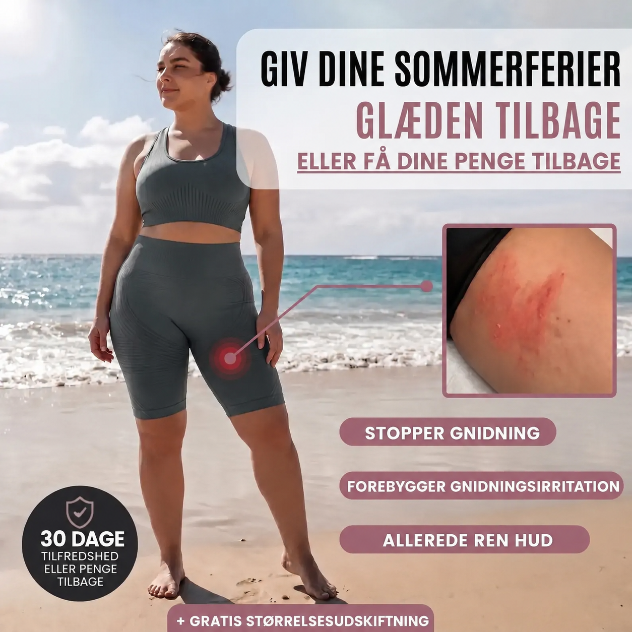 Korte 3D-shorts mod gnaver mellem lårene